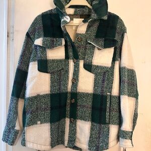 Avec Les Filles Teal and White Checkered Shirt